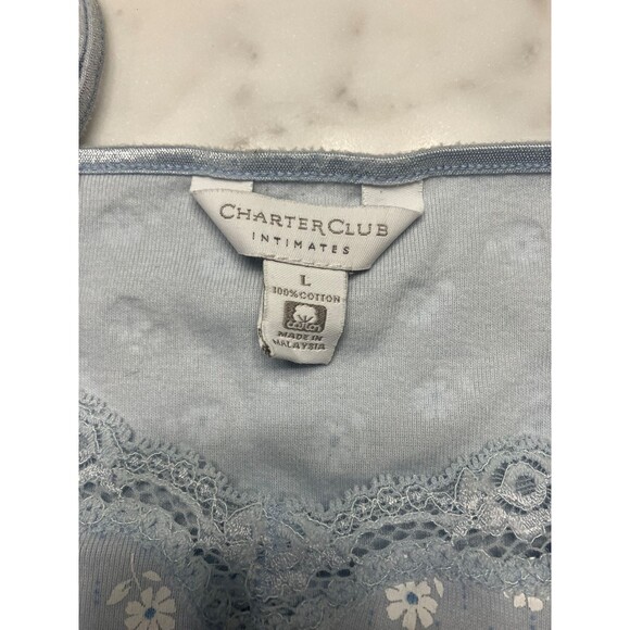 Charter Club Intimates Blue & White Floral Cotton Nightgown Size Large - Picture 2 of 6